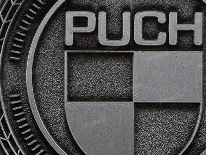 Badge / embleem Puch logo zilver 47mm RealMetal